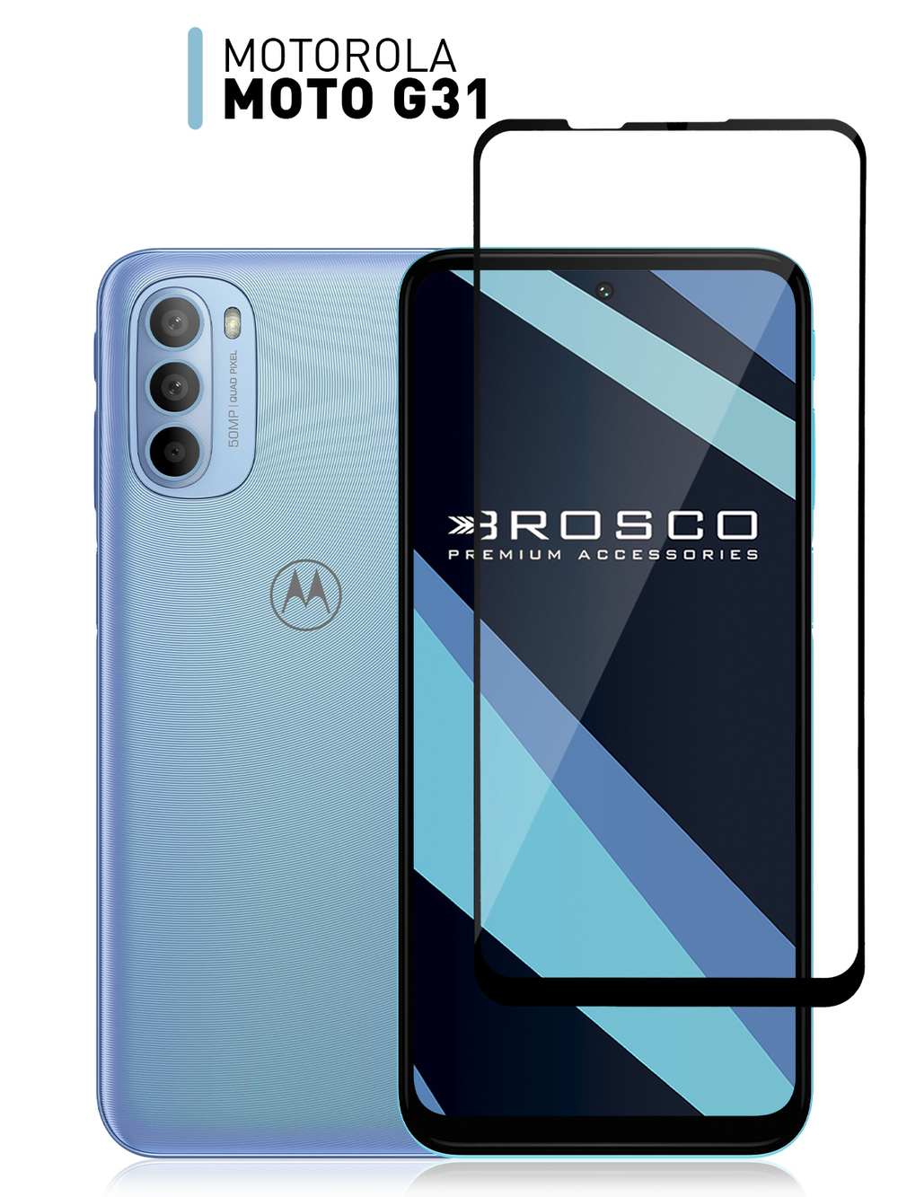Защитное стекло ROSCO для Motorola Moto G31 оптом (арт. MOTO-G31-FSP-GLASS-BLACK)