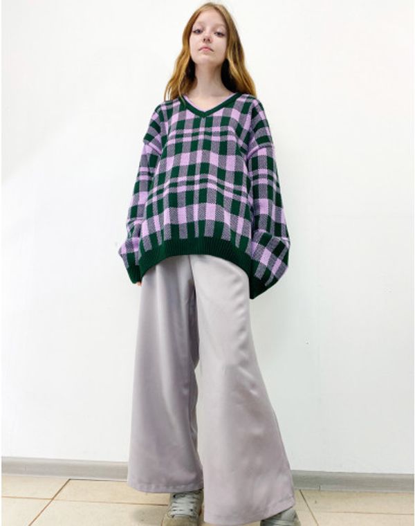 Свитер Шашки Зеленый - фото 3