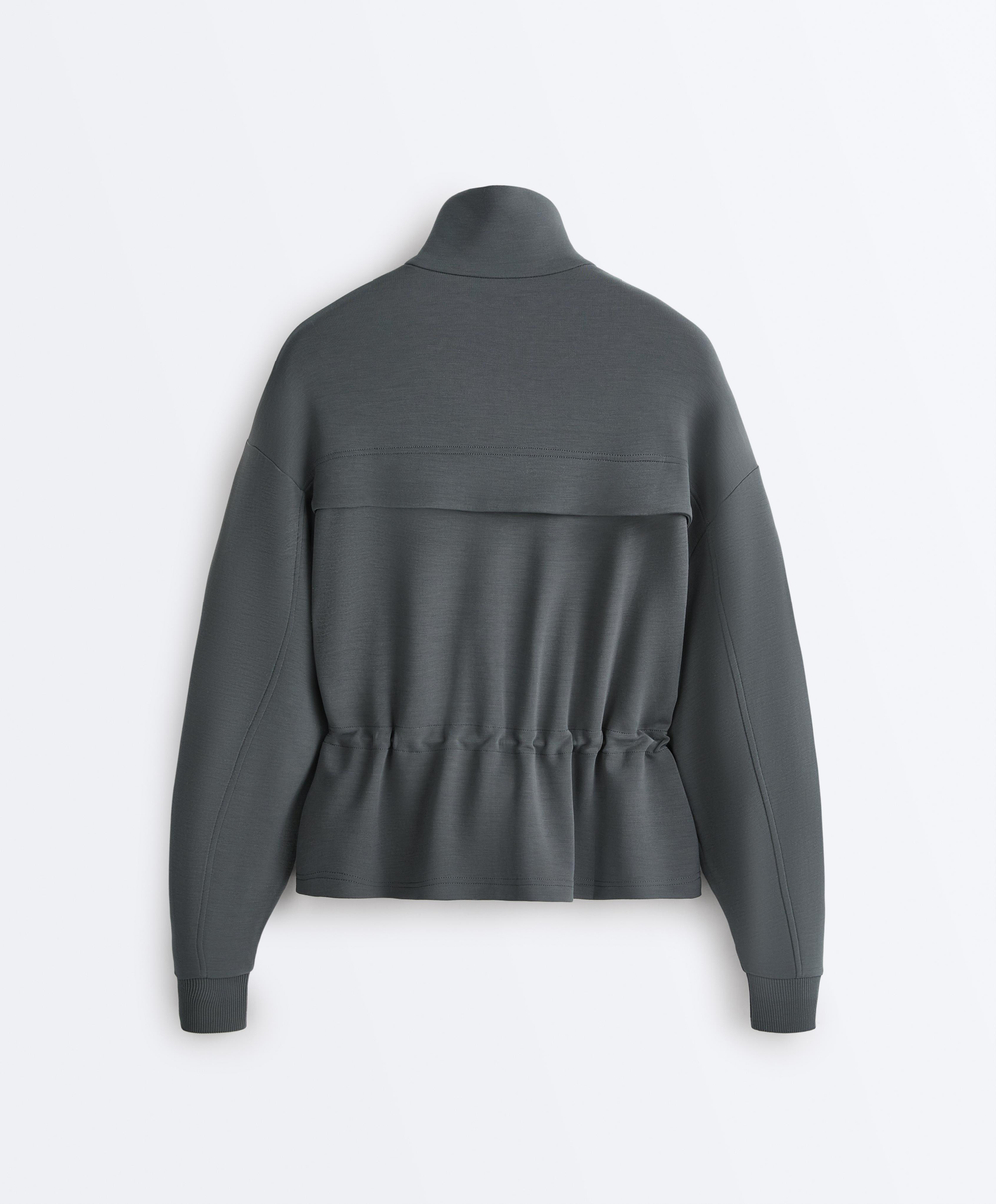 Oysho Мягкая куртка с регулируемой талией и высоким воротником, асфальтовый