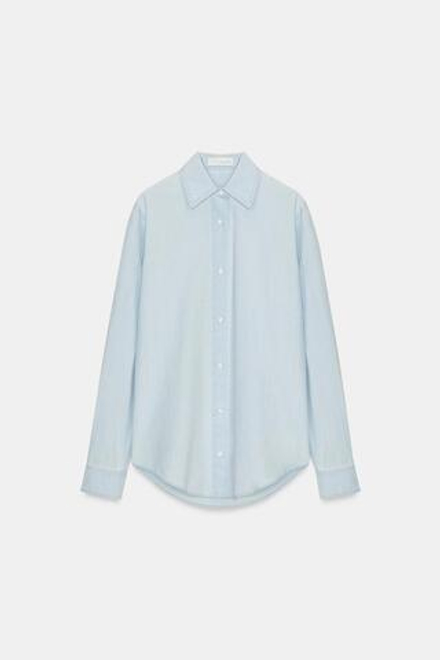 ZARA ДЖИНСОВАЯ РУБАШКА TRF REGULAR, ГОЛУБОЙ