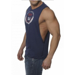 Мужская майка темно-синяя с красным принтом ES Collection Navy