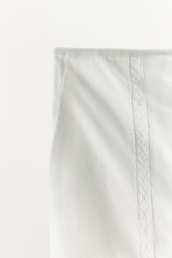 ZARA БРЮКИ ИЗ 100% ХЛОПКА С КРУЖЕВОМ, БЕЛЫЙ