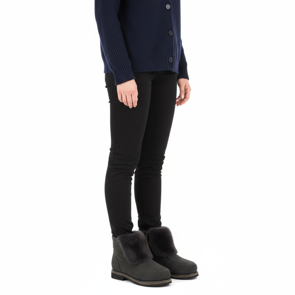 Унты-ботиночки женские из замши и меха ондатры