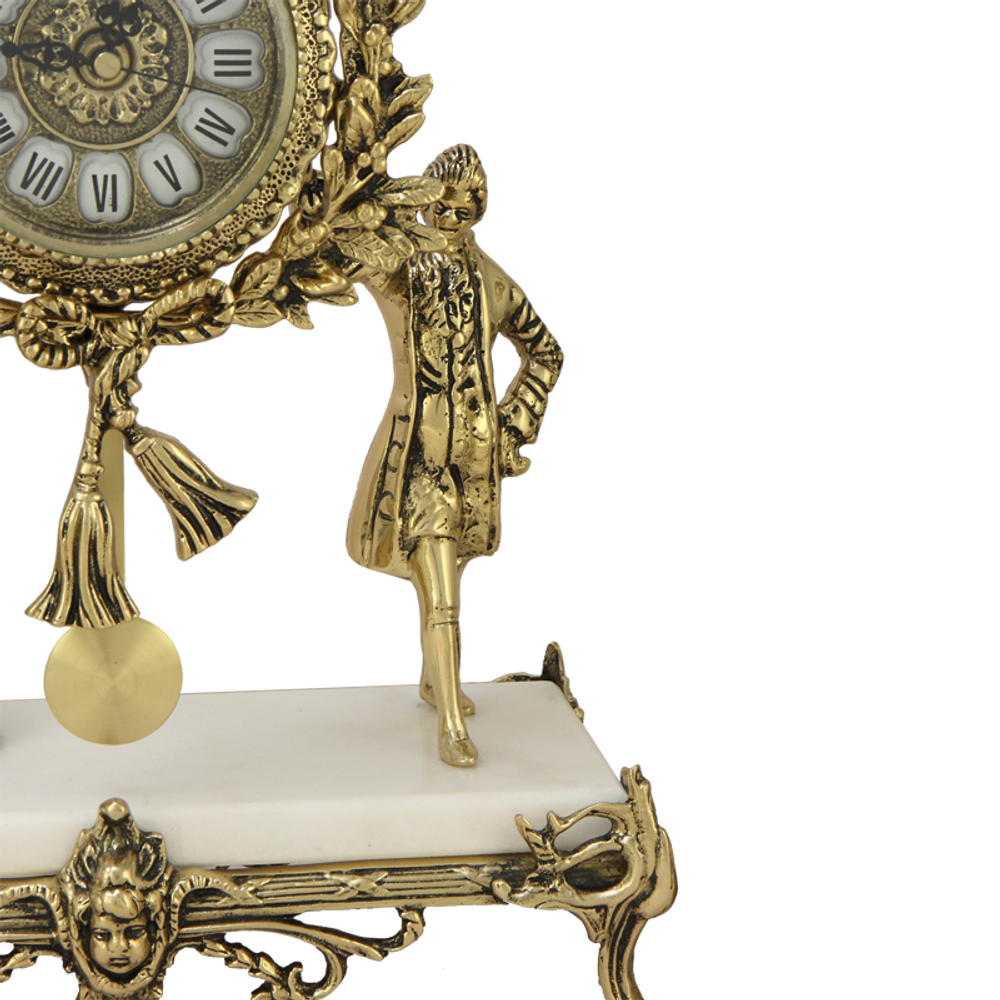 Bello De Bronze Часы каминные Пастораль на мраморной подставке