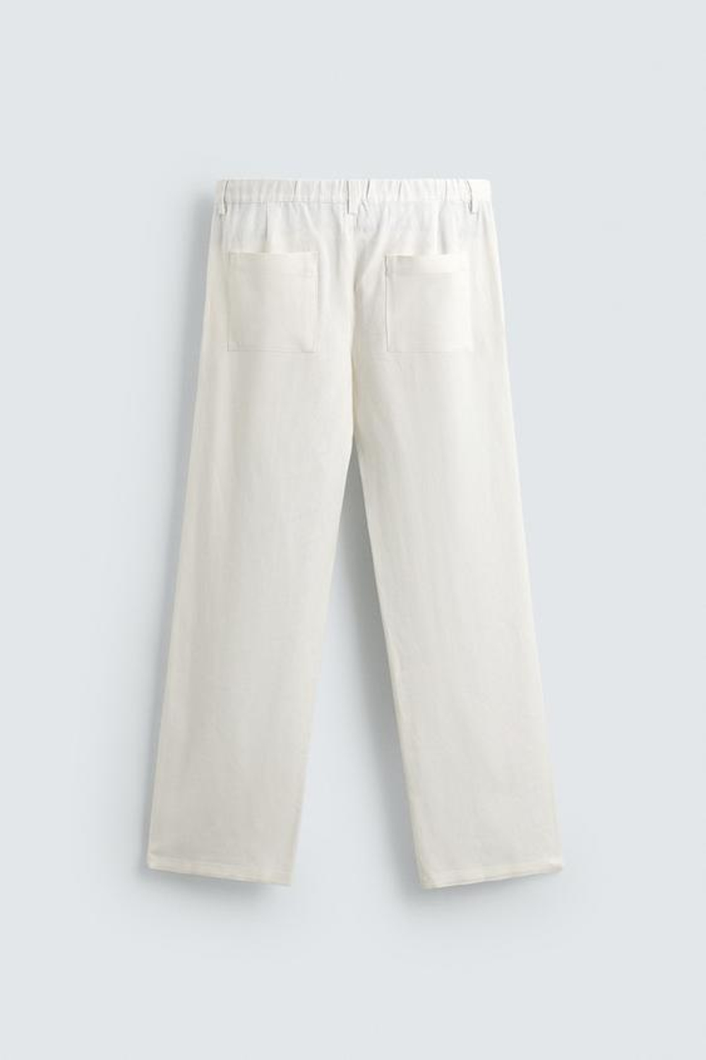 ZARA БРЮКИ RELAXED FIT ИЗ ВИСКОЗЫ И КОНОПЛИ, ЖЕЛТОВАТО-БЕЛЫЙ