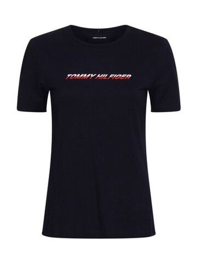 Женская теннисная футболка Tommy Hilfiger Regular Graphic C-NK Tee SS - desert sky