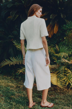 ZARA ДЛИННЫЕ ДЖИНСОВЫЕ ШОРТЫ Z1975 С ПУГОВИЦАМИ, БЕЛЫЙ