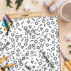 Ткань мембрана мелкие геометрические фигуры на бежевом фоне