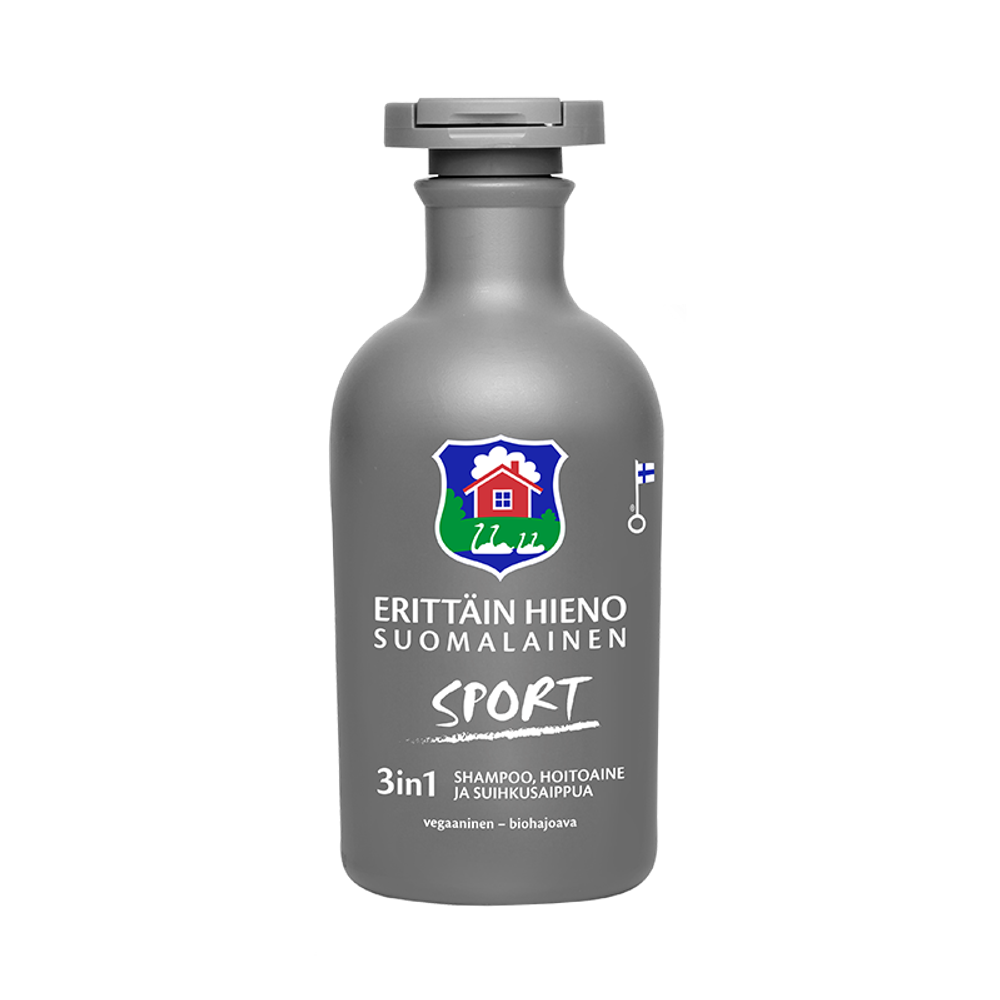 Финский шампунь Orkla Erittain Hieno Sport 3 in 1 - 300 мл., питательный, для ежедневного использования