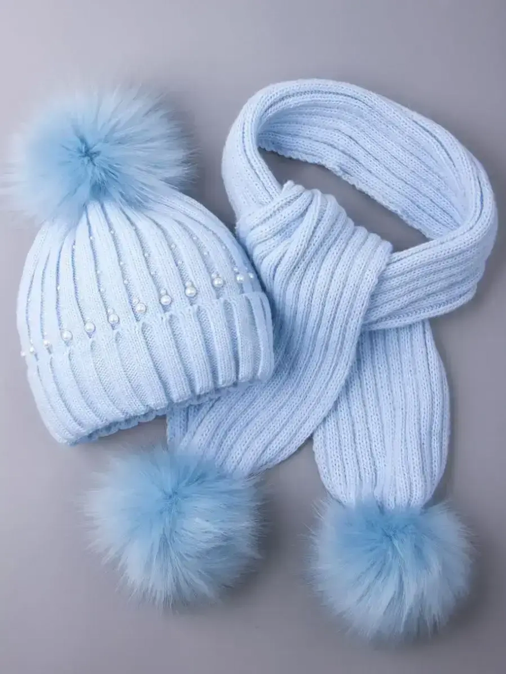 Шапка для девочки зимняя вязаная и шарф