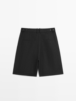 Massimo Dutti Длинные льняные бермуды, черный