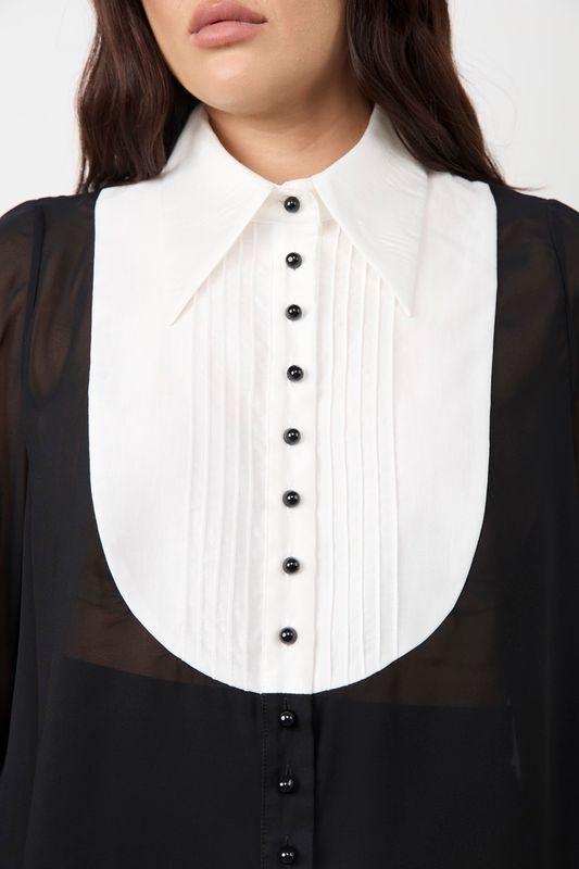 Блузка с контрастной вставкой, черный