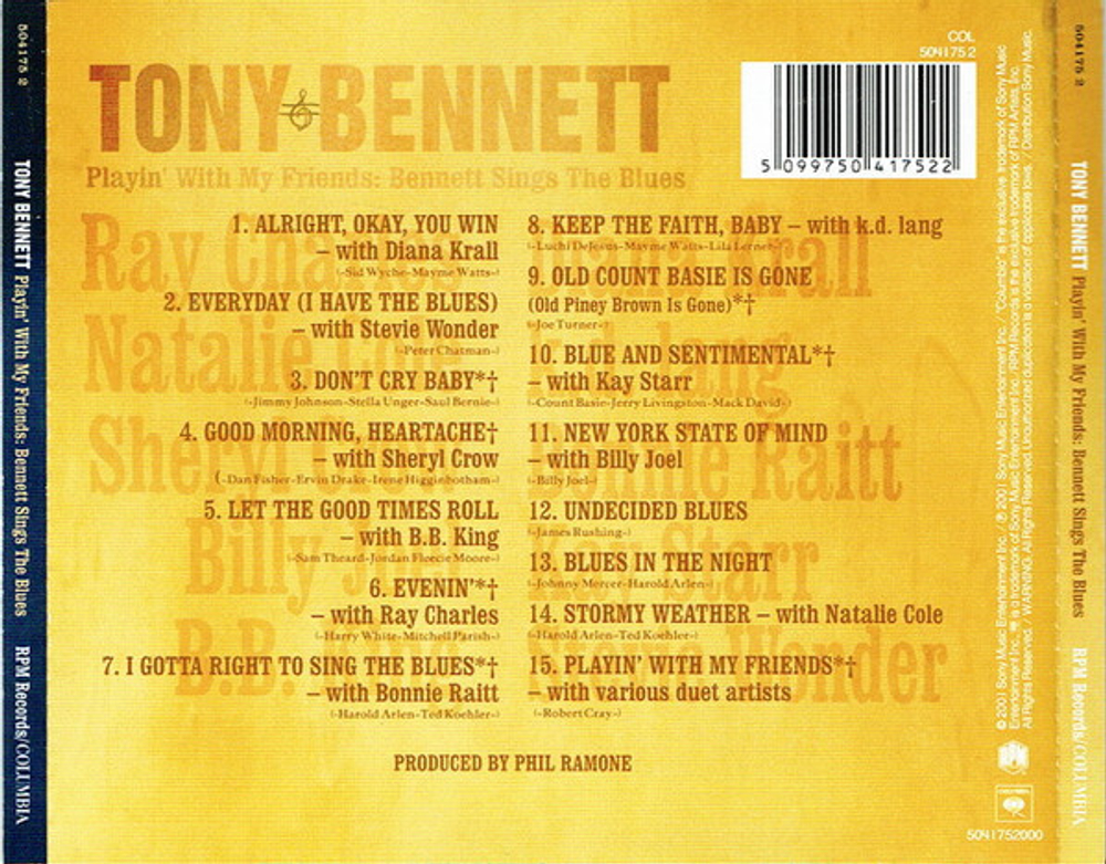 Tony Bennett / Playin' with My Friends: Bennett Sings the Blues (CD)