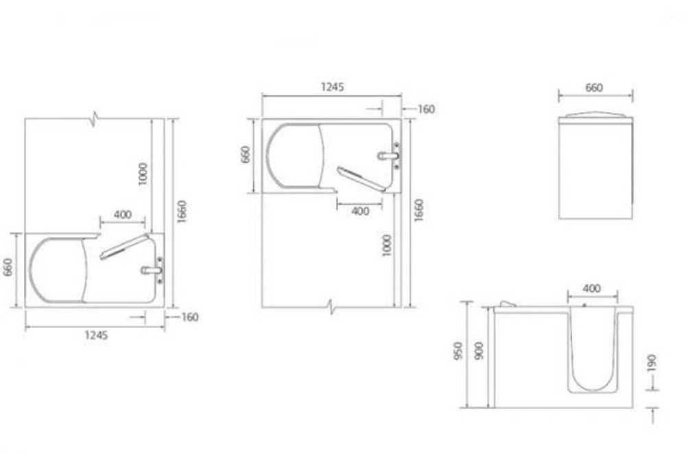 Ванна для МГН ABS NOFER H503 белый