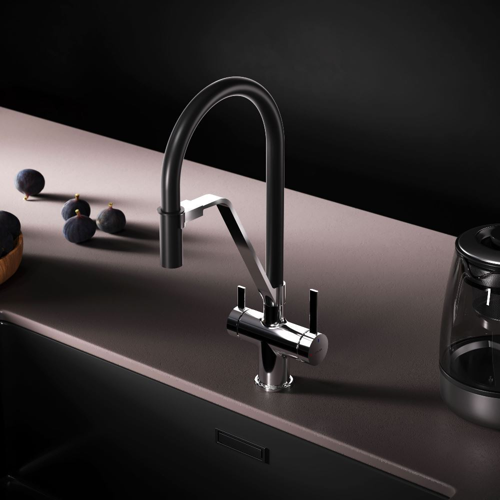 Смеситель для кухни с каналом для питьевой воды, гибкий излив AM.PM Func F8F07802