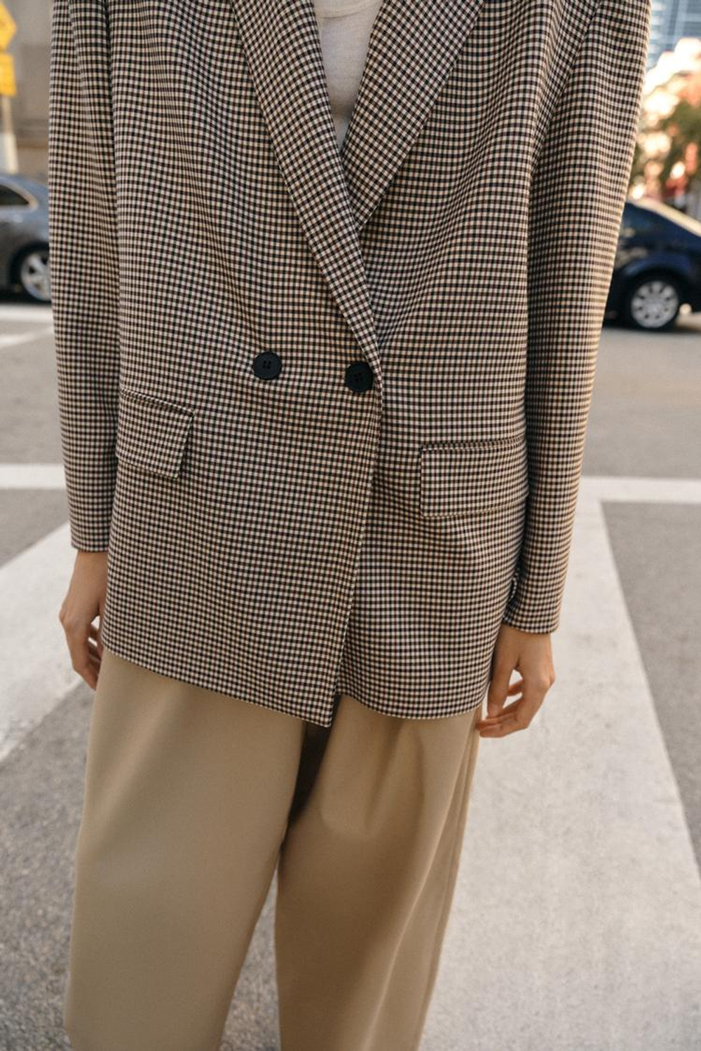 ZARA ДВУБОРТНЫЙ БЛЕЙЗЕР ОВЕРСАЙЗ, ЧЕРНЫЙ/ЗЕЛЕНЫЙ