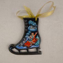 Сувенир Конек "Зимние забавы" с росписью Палех в коробке