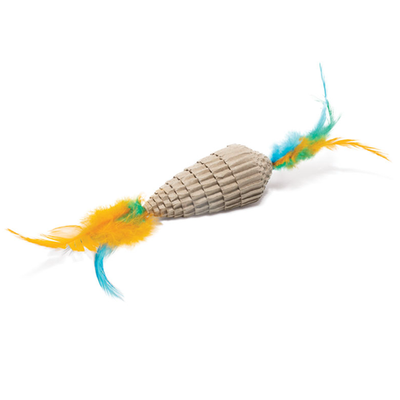 Игрушка для кошек из гофрокартона "конус с перьями", 80/220мм, серия natural, triol