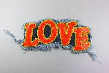 Нашивка Love (большая) джинсовая