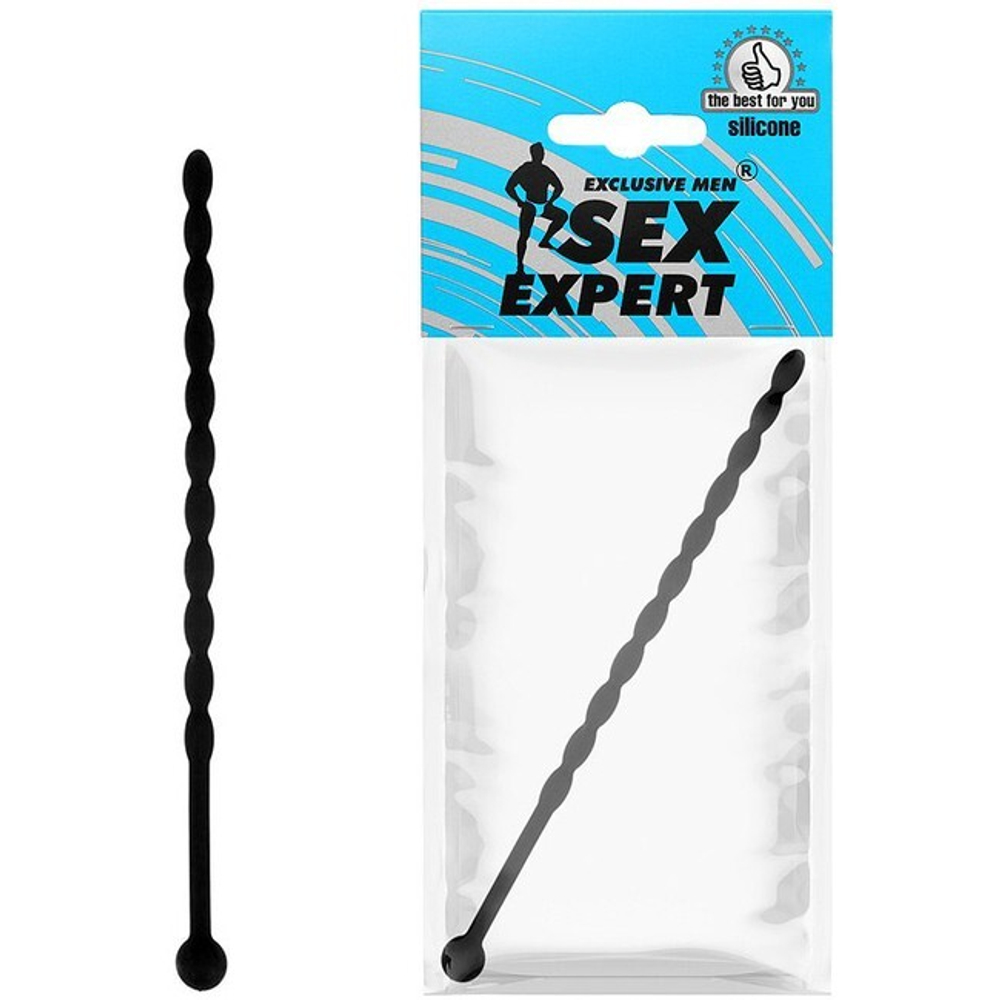 Длинный уретральный массажер (Цвет: черный)
