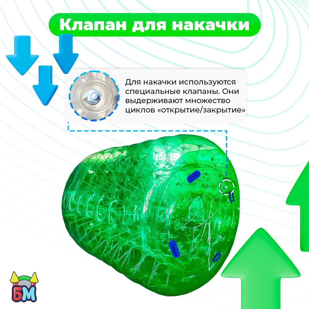 Аттракцион Водный роллер (Гидророллер) "Зелёный" ПВХ 2*1,8*1,8