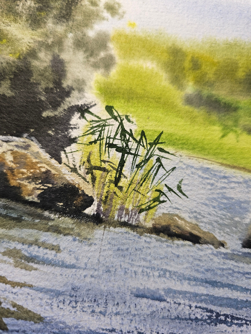 Картина авторская акварельная в паспарту 30х40 см на стену для интерьера "Мыс острова Белоярский"