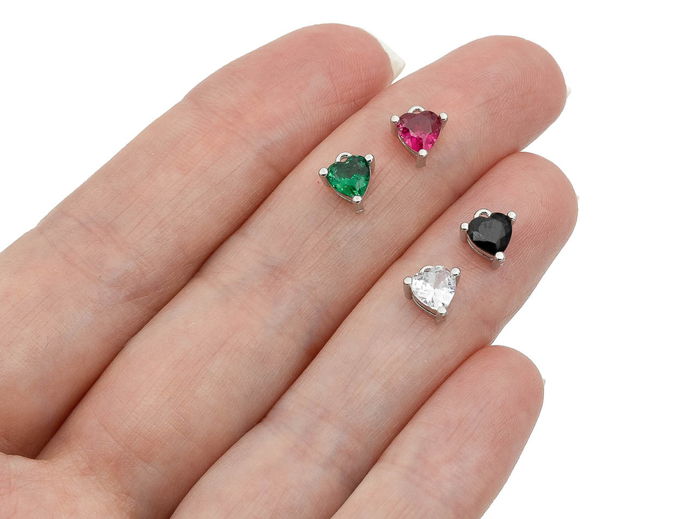 Подвеска Сердце-mini с кристаллом, 7мм