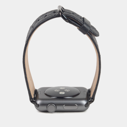 Ремешок для Apple Watch 44/45/46 mm из кожи страуса, черного цвета
