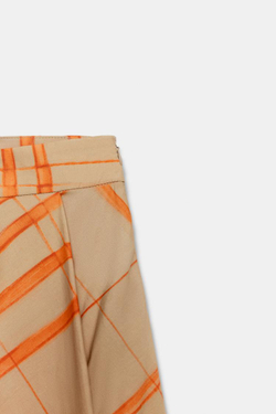 ZARA РАСКЛЕШЕННАЯ ЮБКА МИДИ В КЛЕТКУ — ZW COLLECTION, БЕЖЕВЫЙ