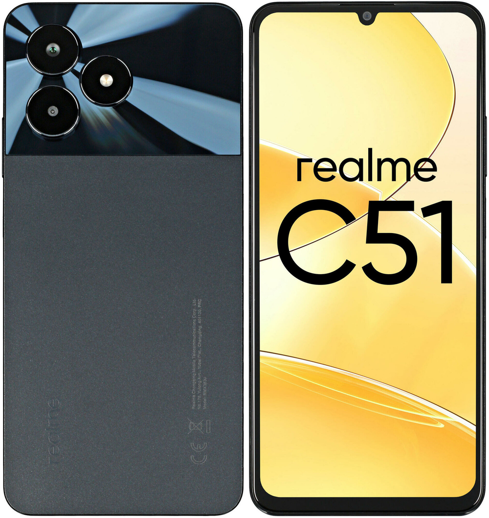 Смартфон realme C51 4/128 ГБ RU, Dual nano SIM, черный