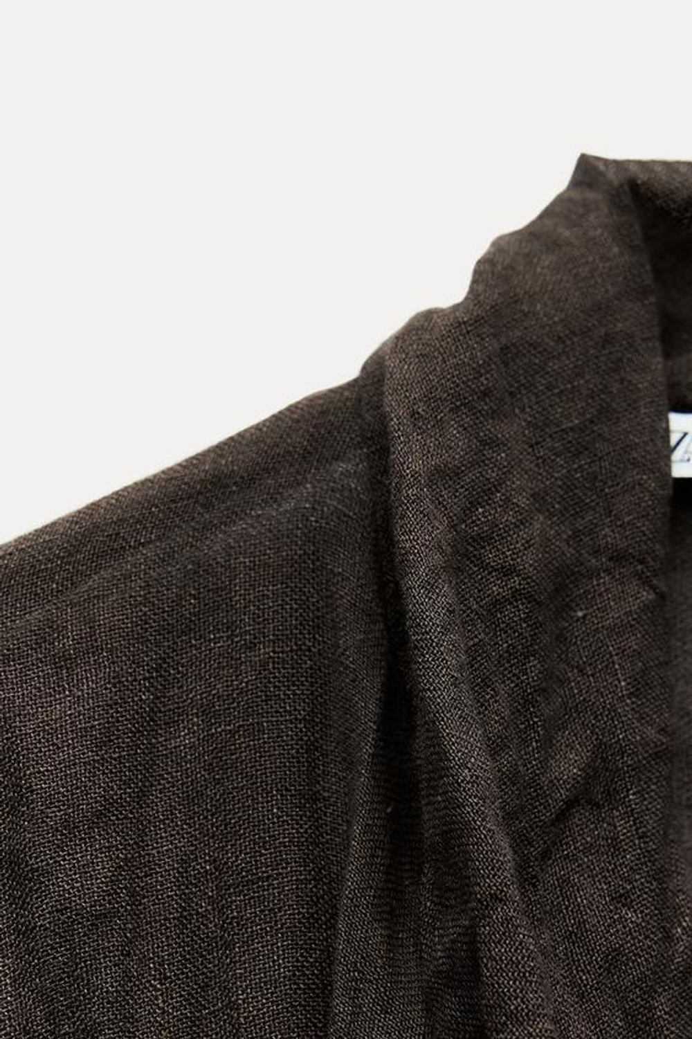 ZARA ТОП ИЗ ЖАТОЙ ЛЬНЯНОЙ ТКАНИ ZW, КОРИЧНЕВЫЙ