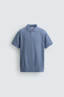 ZARA ПОЛО ПИКЕ REGULAR FIT, СИНИЙ
