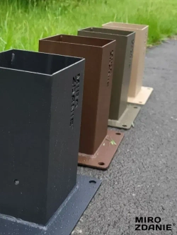 Опора бруса 100x100 UNO - 1 шт, цвет графит, с шурупами