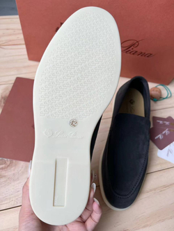 Замшевые лоферы Loro Piana Summer Walk графитового цвета