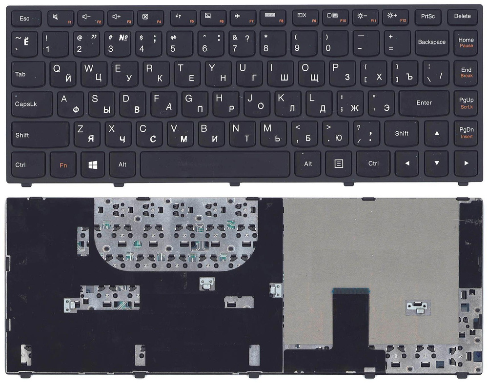 Клавиатура для ноутбука Lenovo IdeaPad Yoga 13 черная c черной рамкой
