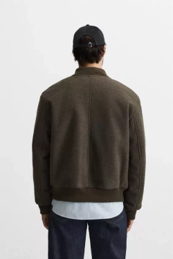 ZARA КОМБИНИРОВАННАЯ КУРТКА-БОМБЕР, СЕРО-КОРИЧНЕВЫЙ