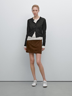 Massimo Dutti Трикотажный кардиган из 100% льна, черный