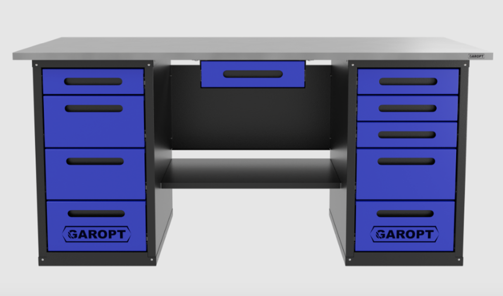 Верстак с ящиком двухтумбовый 4 ящиков /5 ящиков 1800*700 синий GAROPT, GT1800Y1Y4Y5.blue