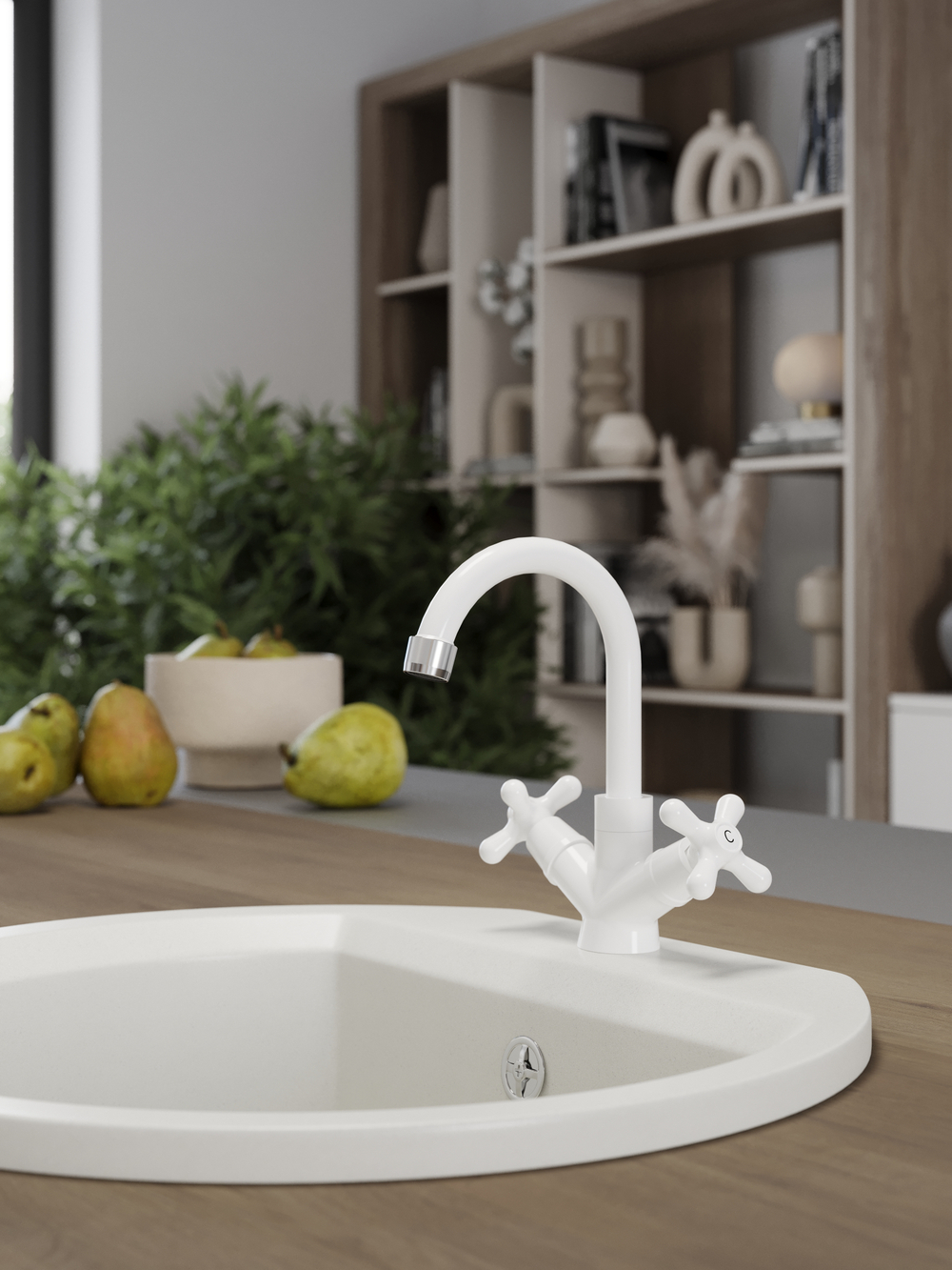 Смеситель для раковины Domaci Равенна D17000WH белый