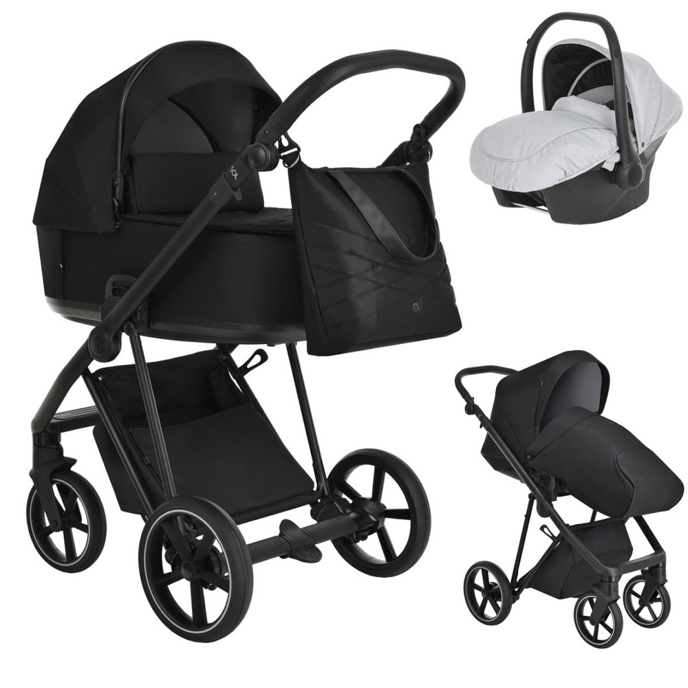 Детская коляска Roan Sol 3 в 1 с автокреслом Avionaut Silver Black RSL/1017 Raven/Black