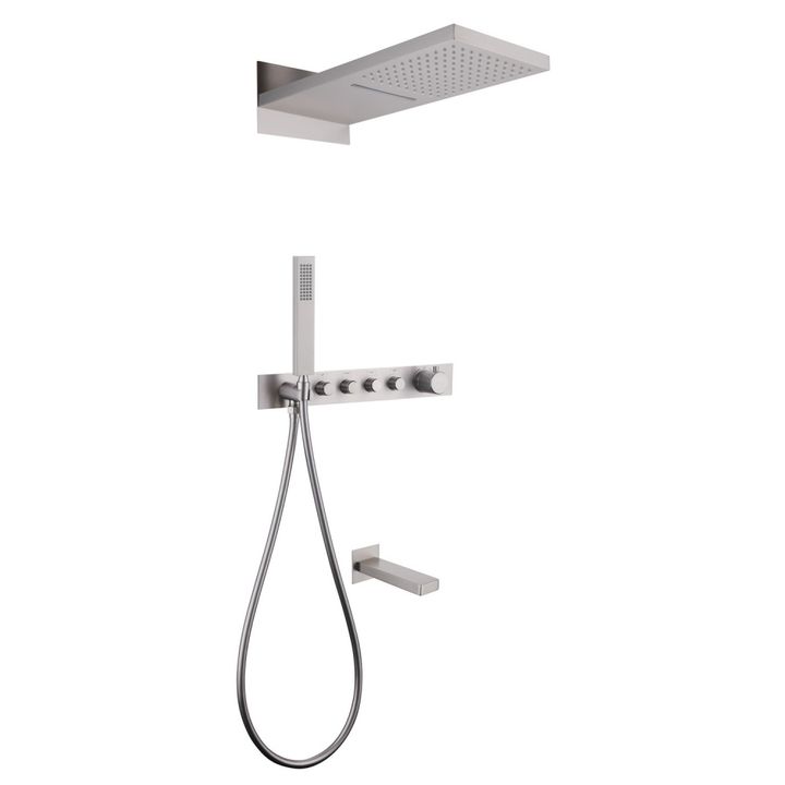 Душевая система ABBER Rund AF8753SP скрытого монтажа с изливом, термостат, сатин