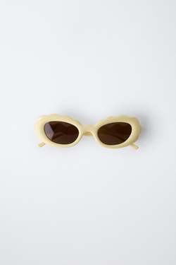 ZARA СОЛНЦЕЗАЩИТНЫЕ ОЧКИ С ВОЛНИСТОЙ ОПРАВОЙ, СВЕТЛО-ЖЕЛТЫЙ
