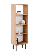 Стеллаж, 50х31х151, напольный, для книг, в стиле лофт, деревянный, на металлических ножках, натуральный дуб, MAKOSA