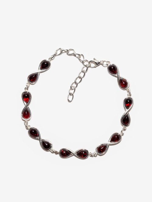 Браслет с натуральным янтарем в бижутерной оправе, янтарь 7 на 5 мм