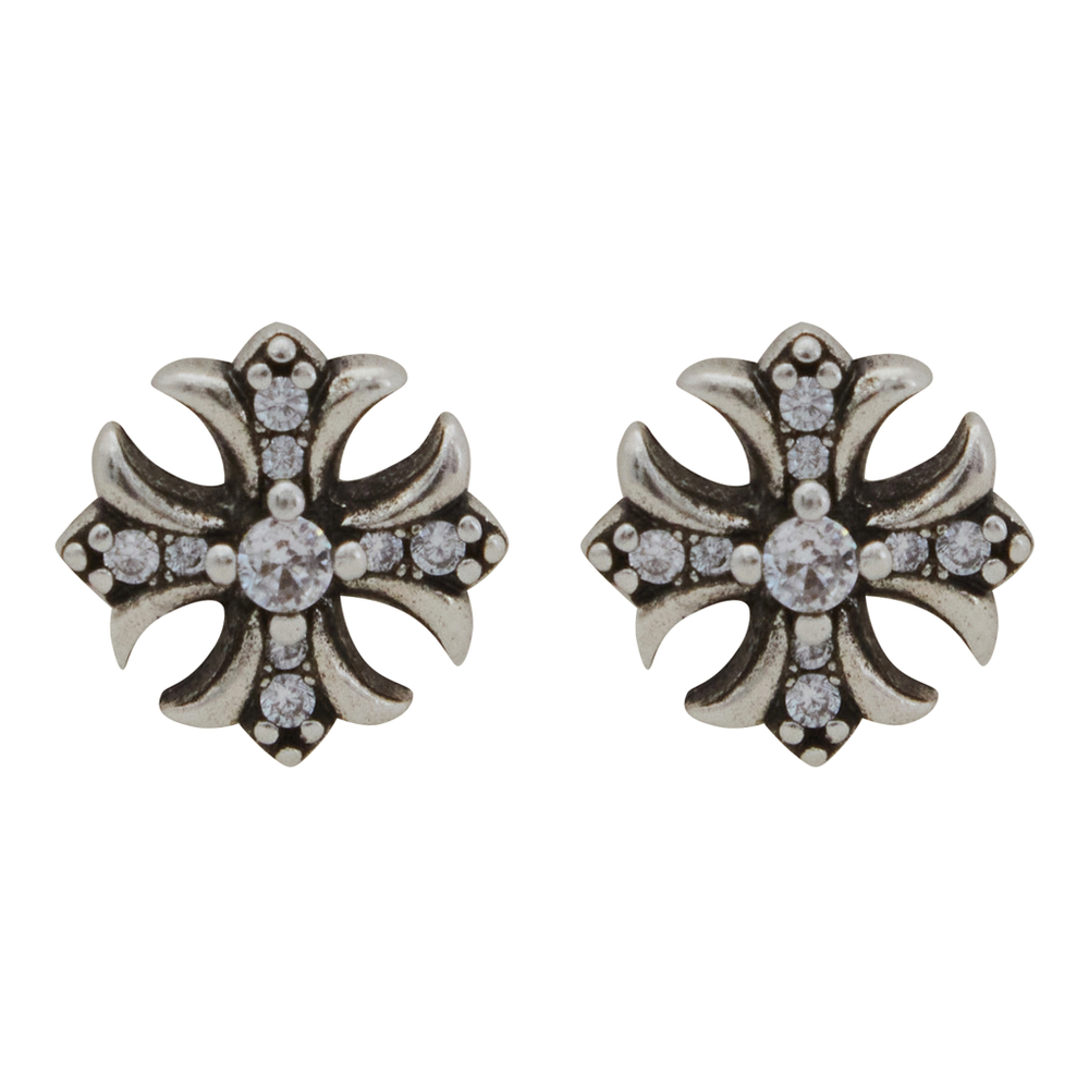 серебристые серьги-крестики с чернением