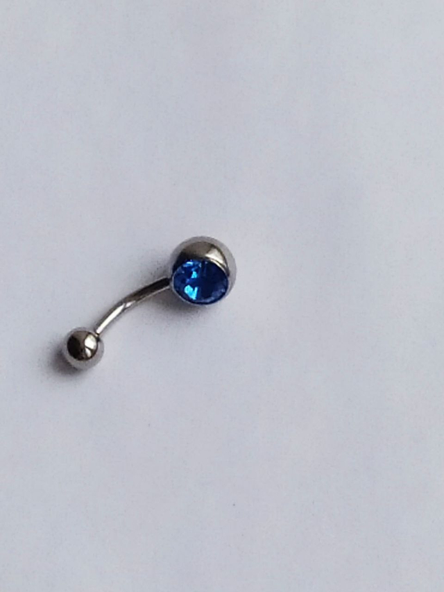 Банан для пупка, 1,6 х 10 мм, с камнем, синий
