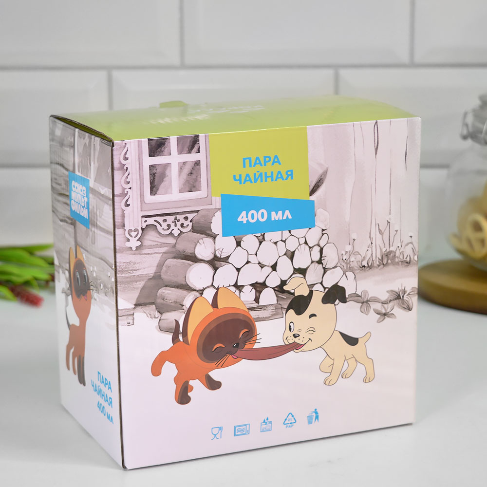 Чайная пара 400мл "Котенок Гав" форма круг