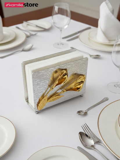 Салфетница из нержавеющей стали с декором, 13х10 см