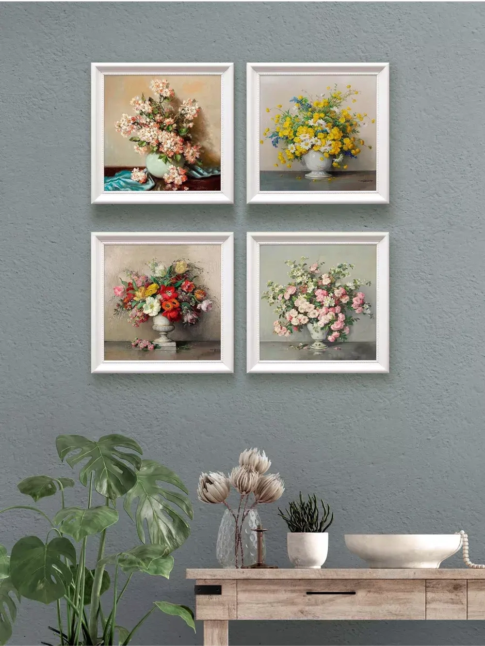 Картины на стену интерьерная на холсте 4 шт, 23*23 см