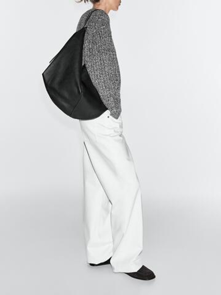 Massimo Dutti Сумка из кожи наппа, черный